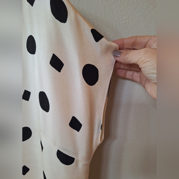 Rickie Freeman for Teri Jon 100% Silk Cream/Black Shift Dress Womens Size 14 - Picture 3 of 7